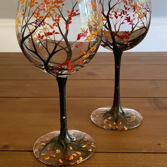 NatureVista – Handmålat glas med intrikata trä- och blomsterdesign Carvallo