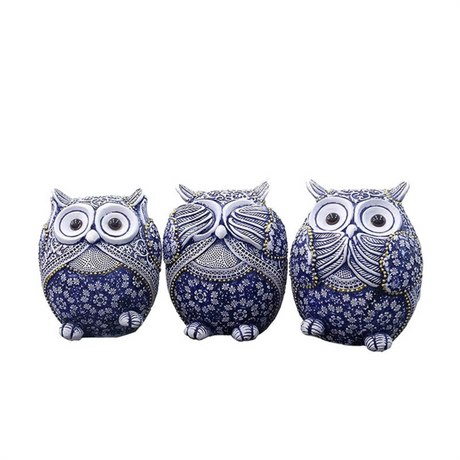 3 Ugglafigurer Dekoration MILA Sverige