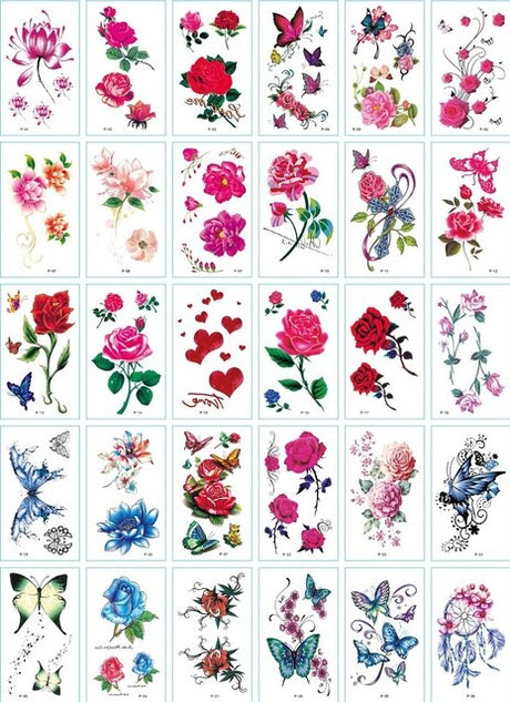 3D Tatuering Klistermärken-Beauty-Bellasverige-Blommor-Hemnix