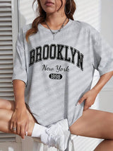Kvinnors T-shirt Cirkulär Hals Brooklyn-tryck Bomull Bellasverige