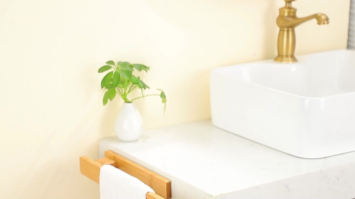 Modern Trä Handdukshållare – Elegant Väggmonterad Utan Verktyg Carvallo