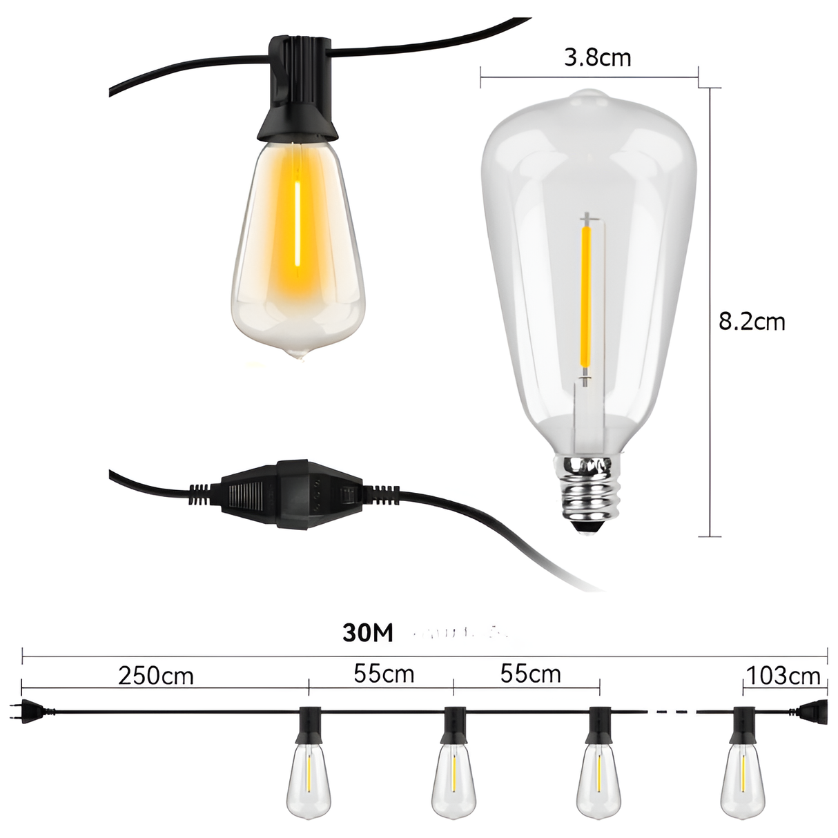 GlowFest String Lights - Varm och Mysig Vattentät Trädgårbelysning Carvallo