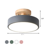 Skandinavisk Trommel LED Taklampa med Trä för Hall Carvallo