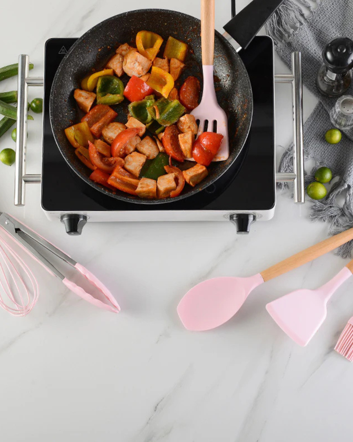 Carvallo – Miljövänligt Silikon Kökset med Bambu Handtag (12-delar) Carvallo