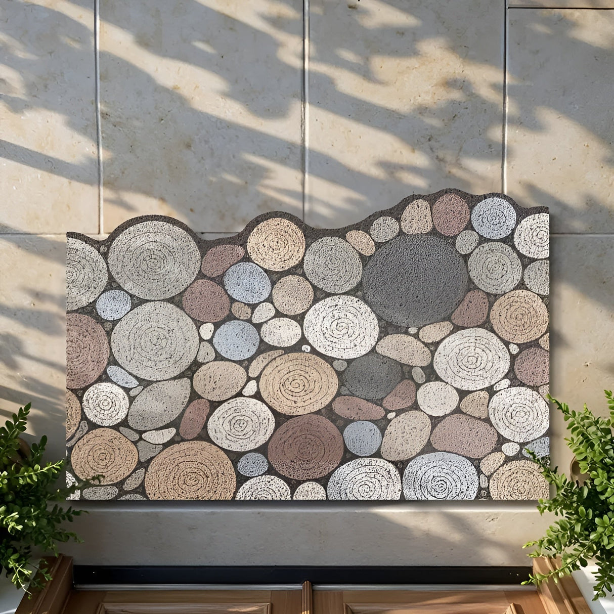 Dörrmatta med trä- och grusmönster – Halkfri & Lättskött | För inomhus- och utomhusbruk Carvallo