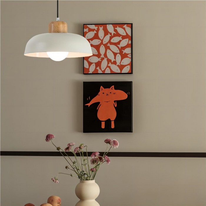 Nordic Creative Pendant Light | Naturligt Trä & Aluminium | Modern Hemljus | 11.81 x 5.51 in | Brick by Brick Carvallo