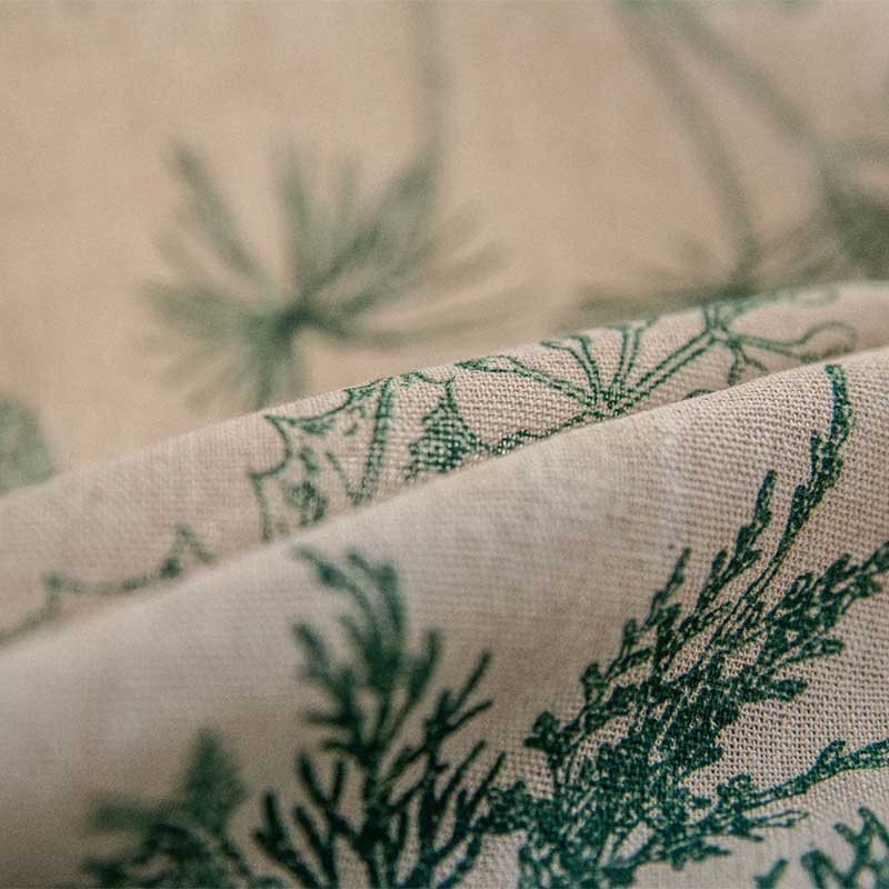 Grön Tall Fågel Mönster Fringad Gardin Bohemisk Bomullsblandning Carvallo