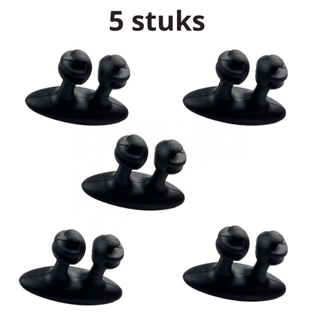 Carvallo ClipoFix Kabelklipp | 5-pack | Självhäftande med 3M-tejp | För bil, skrivbord & hem | Miljövänlig PVC Carvallo