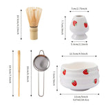 Matcha Set med jordgubbsskål – Traditionellt tillbehör för Matcha Latte Carvallo