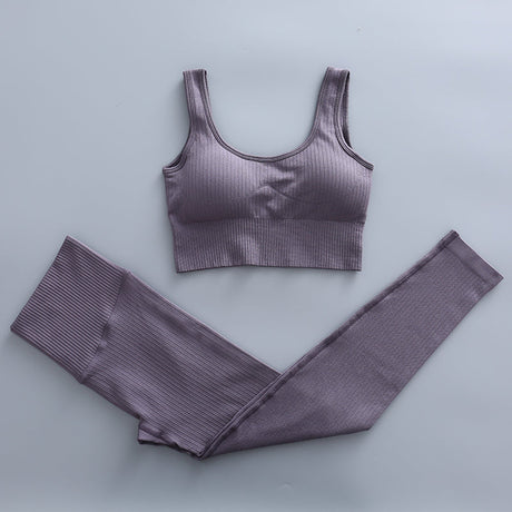 Träningsset Med Valfri Topp Dam-Personligt-BB-Tights & Bh-Mörk lila-S-Hemnix