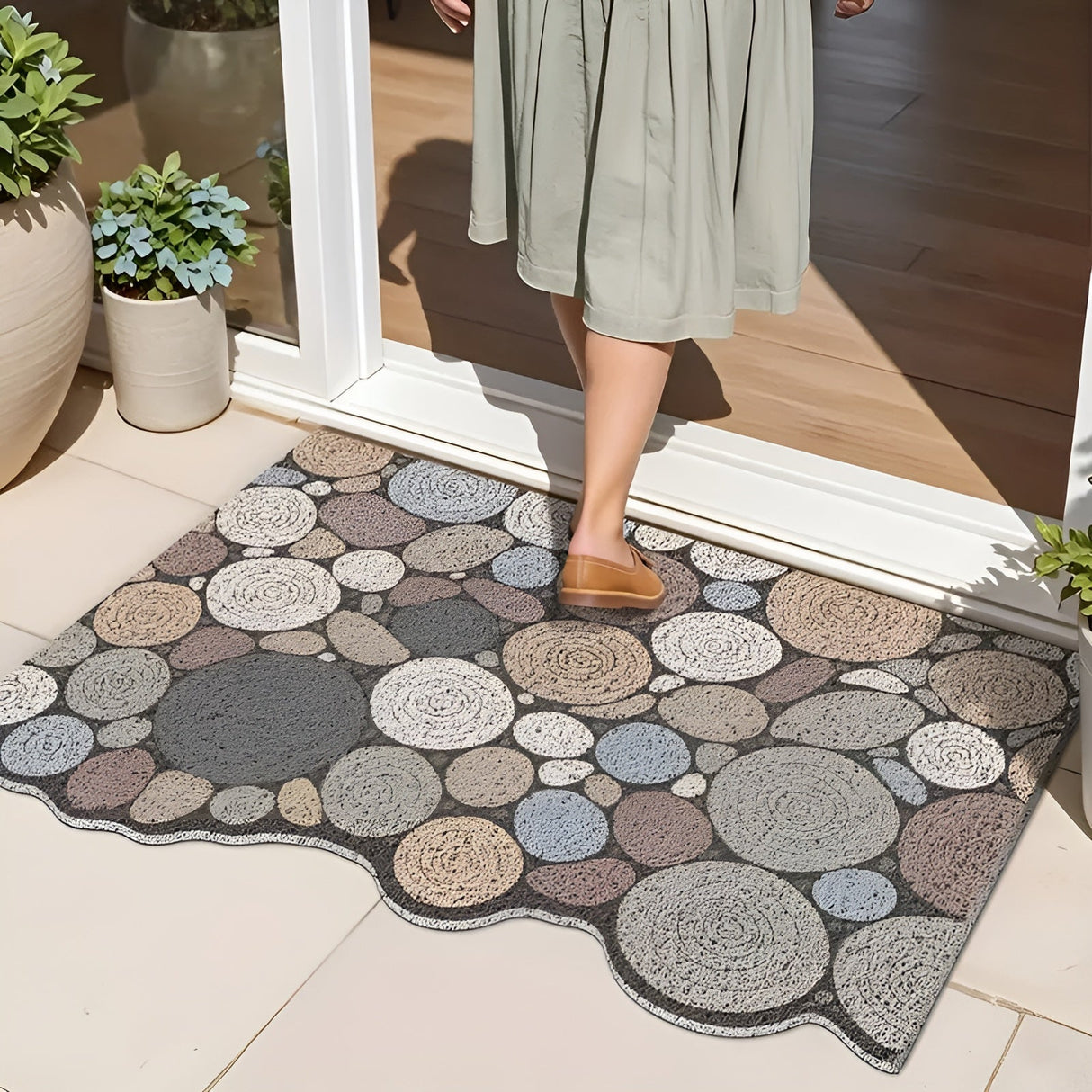 Dörrmatta med trä- och grusmönster – Halkfri & Lättskött | För inomhus- och utomhusbruk Carvallo