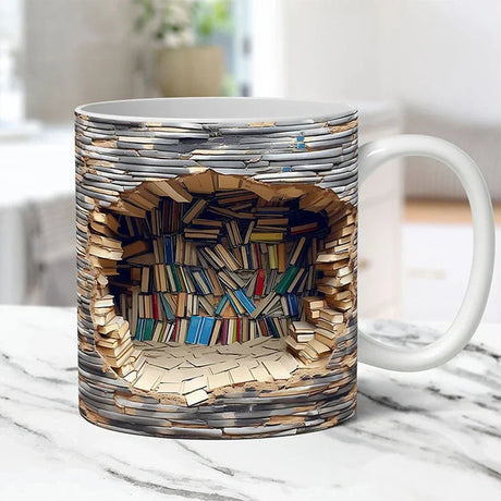 3D bokhylla keramisk mugg MILA Sverige