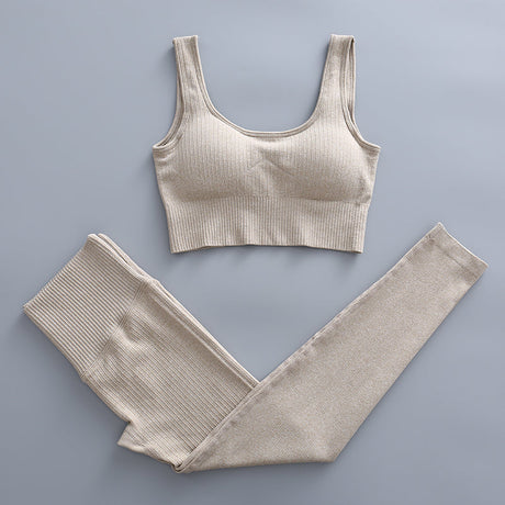 Träningsset Med Valfri Topp Dam-Personligt-BB-Tights & Bh-Khaki-S-Hemnix