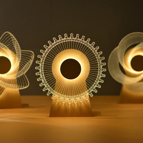 Art Deco träpinwheel-lampa – USB-laddnings-LED-lampa MILA Sverige