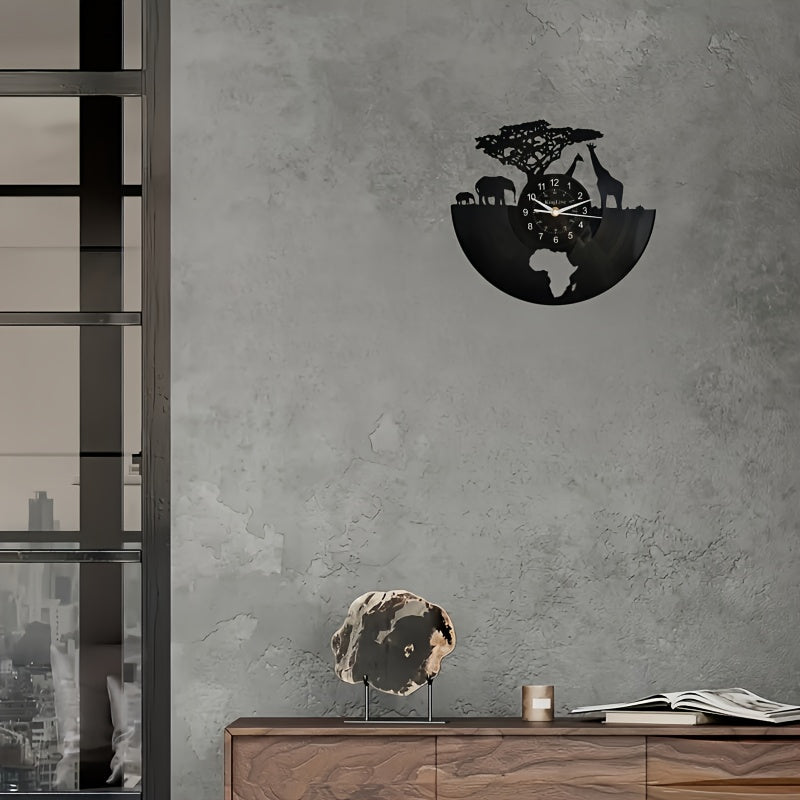 Vinylskivor Väckarklocka - Girafftema, Tyst Klocka, För Vardagsrum, Sovrum, Kök eller Kontor Carvallo