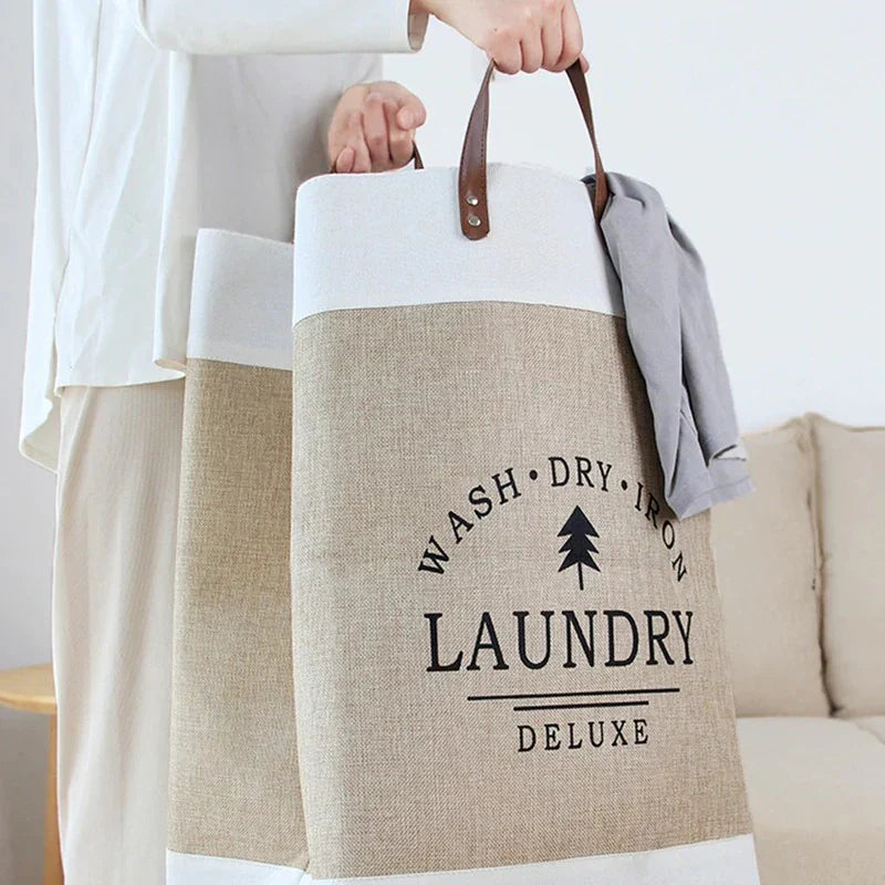Rayvia Tvättkorg - Chic Design med Hållbara Läderhandtag Carvallo
