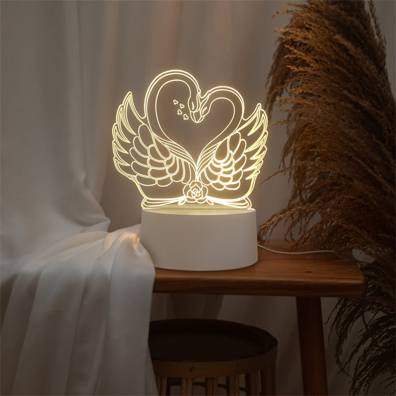 ZwaanLicht - USB-driven 3D LED Bordslampa med Akrylram Carvallo