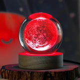 LumiSphere - 3D Kristallboll LED Nattlampa med Träbas Carvallo