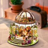 Miniatyr Blomhus – 3D Träpussel med LED-belysning och Detaljerad Trädgård Carvallo