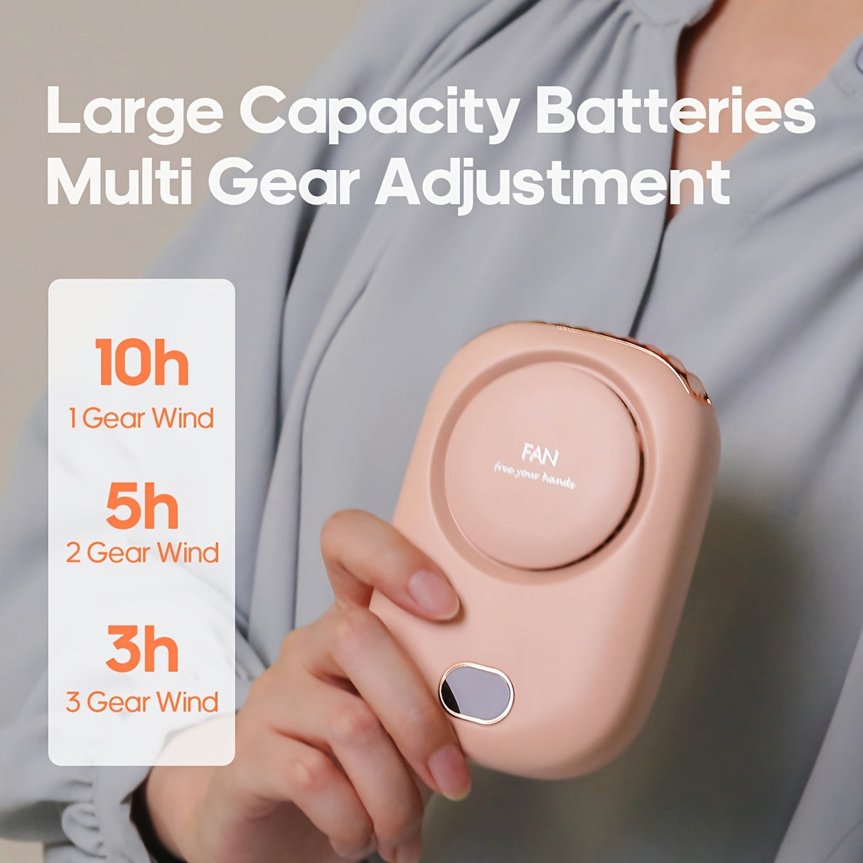 Carvallo Nackventilator BreezyLoop | USB-laddning | 3 hastigheter | 2000 mAh batteri | Handsfree-kylning Carvallo