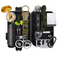 Carvallo Kit Trekvalor 14-in-1 | Kompakt & Komplett | Utomhus & Nödsats | Med kniv, kompass & termofilt Carvallo