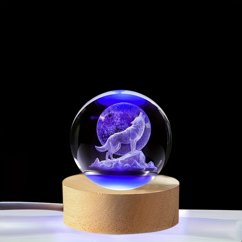 WolfLamp - 3D Snygg Wolf Glas Snöglob USB Nattlampa Carvallo