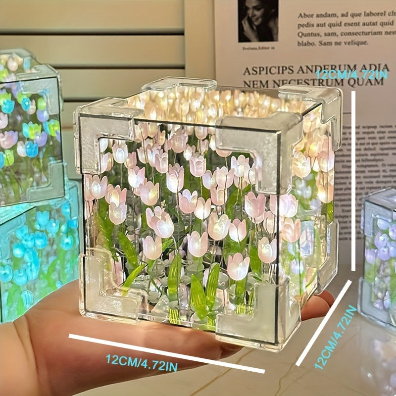 TulipGlow - Handgjord Tulpan LED Nattlampa och Spegel Carvallo