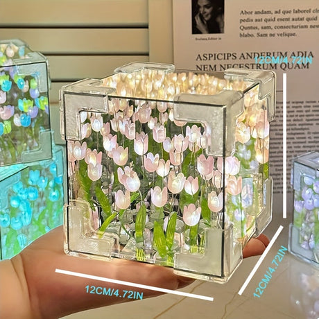 TulipGlow - Handgjord Tulpan LED Nattlampa och Spegel Carvallo