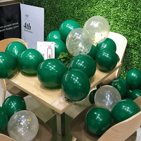 God Jul Ballonger i Flera Färger - Latexballonger Festballonger-Jul-BB-Grön/Confetti-10 st-Hemnix