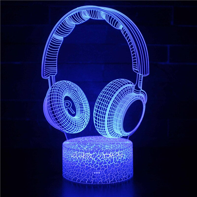3D LED Lampa Gamer-Barn-BB-Headset-Hemnix
