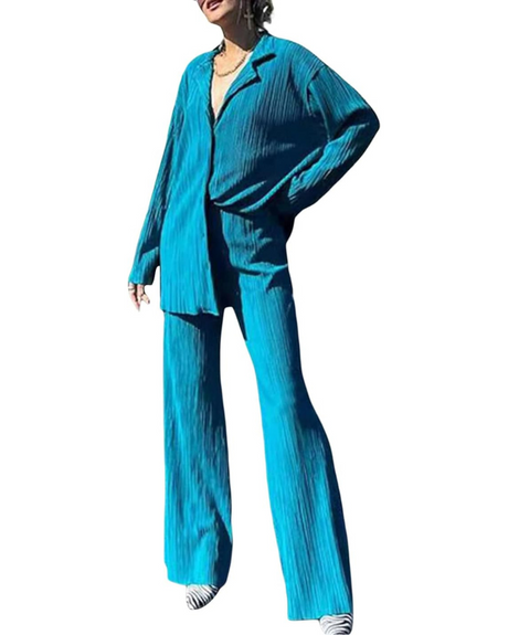 Elegant plisserad duo för kvinnor-Bellasverige-Blå-S-Hemnix