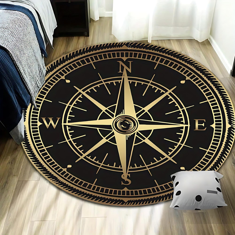 Carvallo – Elegant rund Matta Med Modern Kompassdesign För Alla Rum Carvallo