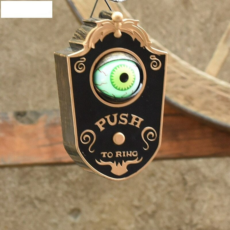 Skrämmande Halloween Dörrklocka med Lysande Öga | Ljud- & Ljuseffekter – Realistisk Dekoration för Bus eller Godis-halloween-BB-Svart-Hemnix