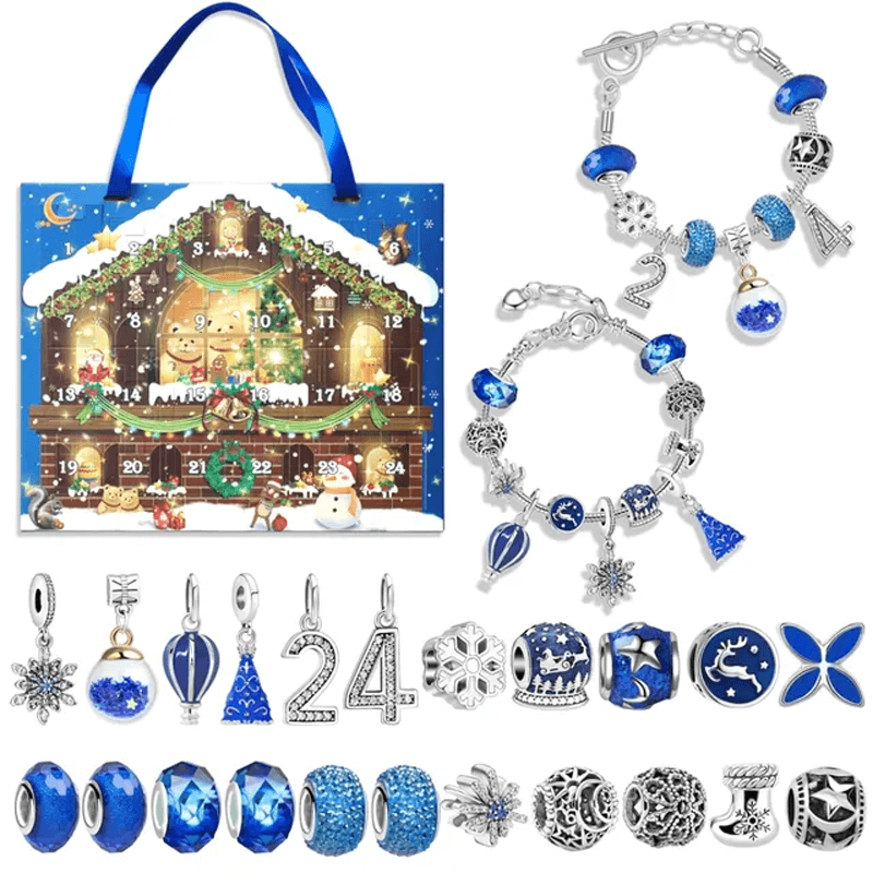 24 Dagar Julens Adventskalender Smyckesask - Berlocksarmband DIY-Jul-BB-Set 3-Hemnix
