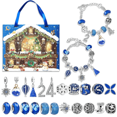 24 Dagar Julens Adventskalender Smyckesask - Berlocksarmband DIY-Jul-BB-Set 3-Hemnix