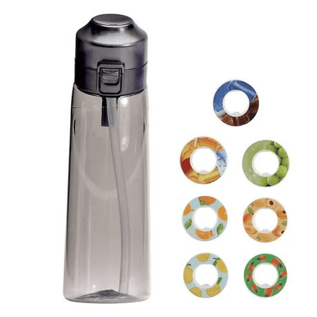 Air Vattenflaska med Doftringar 7 Kapslar 650ml-Personligt-BB-Vattenflaska + 7 kapslar-Svart-Hemnix