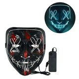 LED Skräckmask för Halloween & Maskerad | Purge-Inspirerad Blinkande Mask med 3 Ljuslägen – Justerbar & Säker EL-Wire Design-Utklädnad-BB-Ljusblå-Hemnix