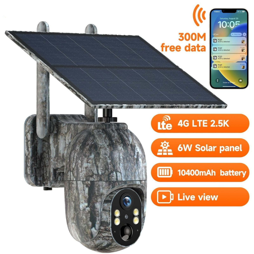 Säkerhetskamera Utomhus Solenergi Trådlös 4G HD Carvallo