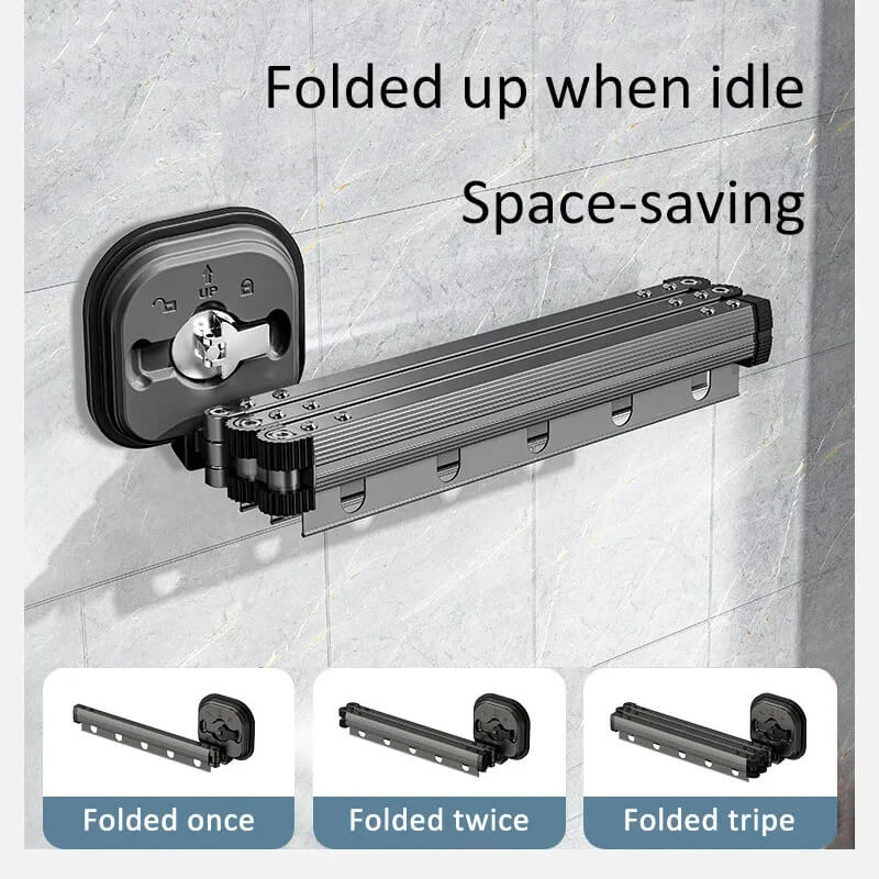 DryFold - Hopfällbart Väggmonterat Torkställ med Sugkoppar för Platsbesparing-organisera-BB-Hemnix