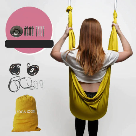 Unisex Yoga Hammock Justerbar Polyester för Avkoppling och Träning-Träningsutrustning-Hemnix-Gul-Hemnix