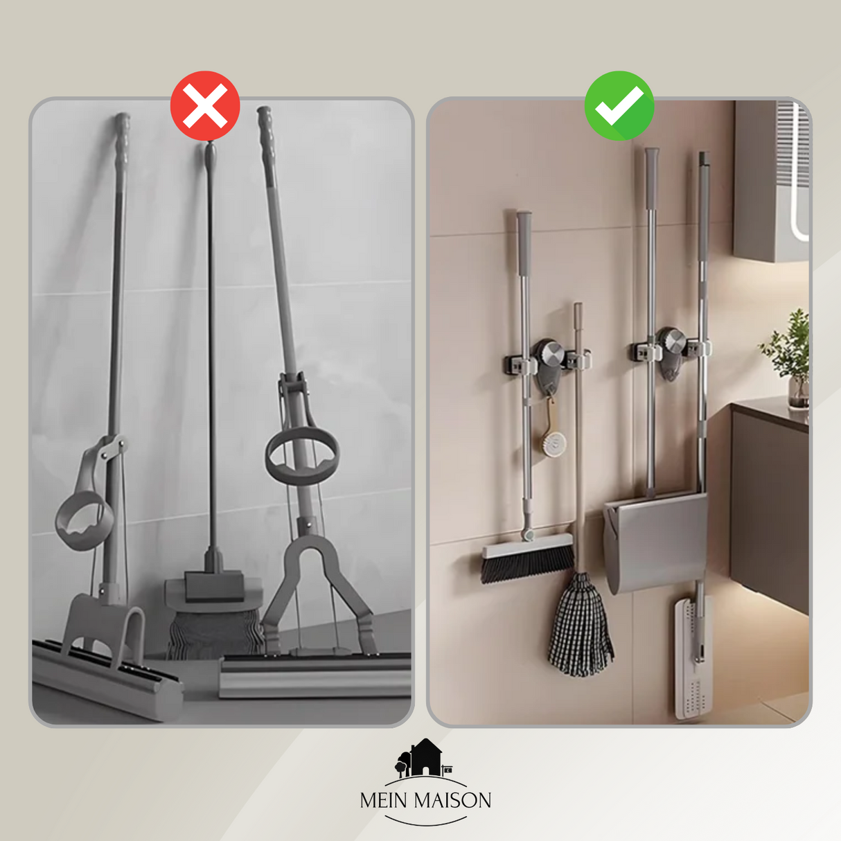 Carvallo | GripMates – Säker hållning för kvastar & mopp utan borrning Carvallo