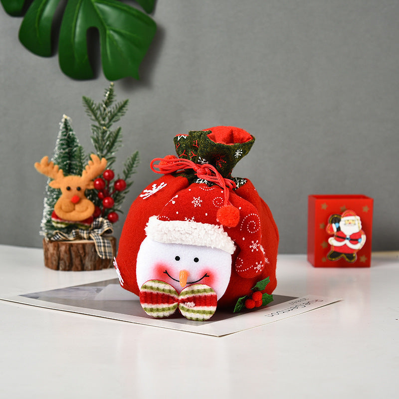 4x Stickade Julklappsäckar, 3D-dockor, Jultomte, Snögubbe, Älg, Isbjörn-Jul-BB-Hemnix