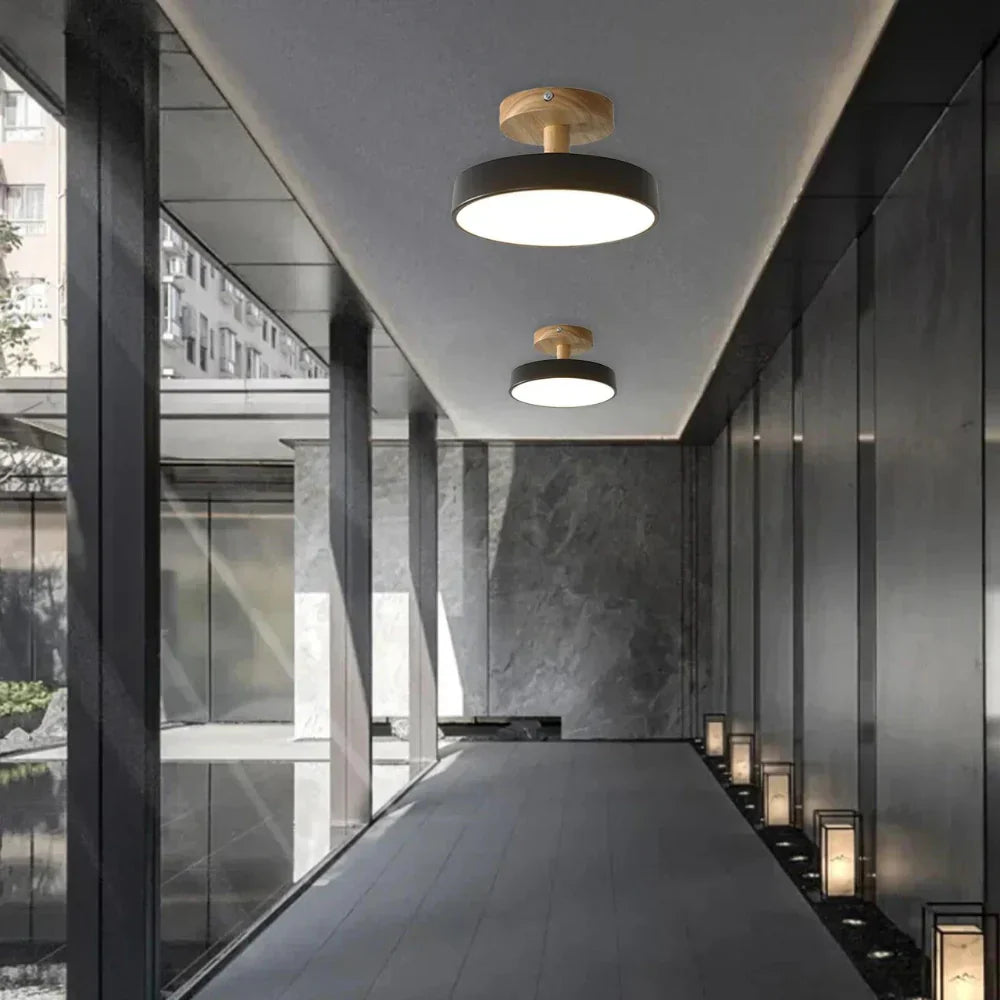 Industriell LED Taklampa | Trä & Järn Armatur | 12W Energibesparande Lampa | 7.09x3.94 in | Brick by Brick Carvallo