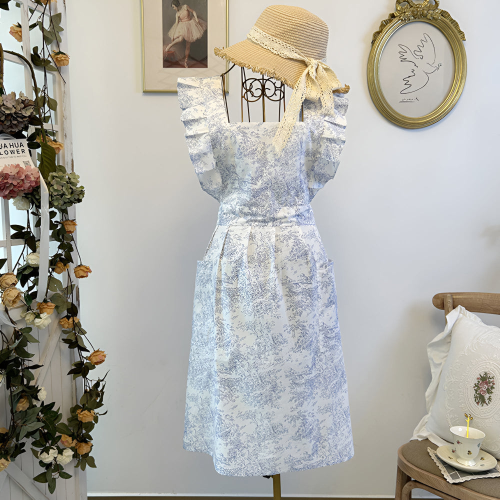 Ruffled Ink Floral Förkläde Carvallo