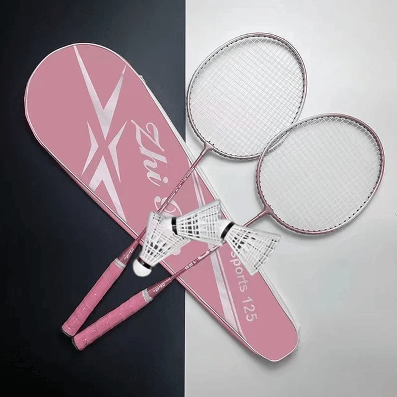 Badmintonracket Set - Komplett Paket för Badmintonspel-Sällskapsspel-BB-Racketuppsättning med boll-Rosa-Hemnix