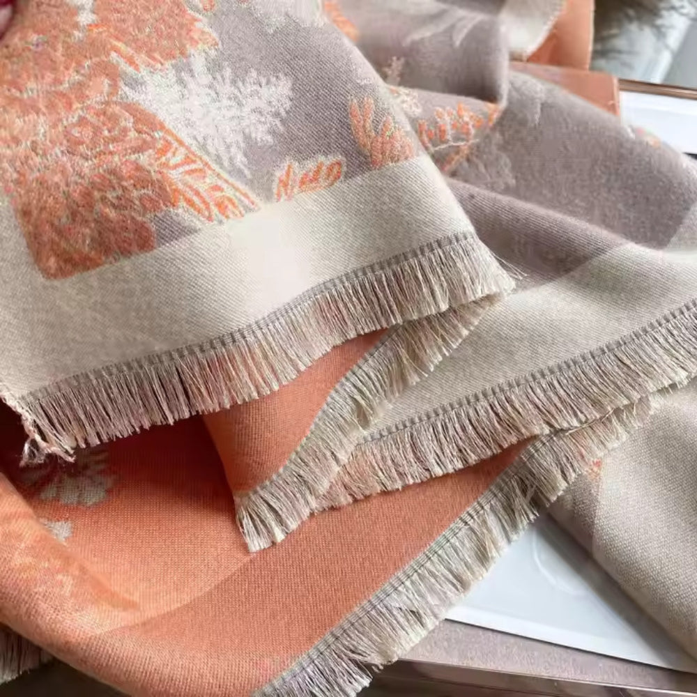 Nuvé Floral Mjuk Dubbel Sidan Scarf Carvallo