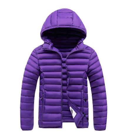 Lätt huva pufferjacka för kvinnor-Bellasverige-Lila-S-Hemnix