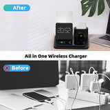4 i 1 Snabb Trådlös Laddningsstation Väckarklocka med Lampa för Apple Carvallo