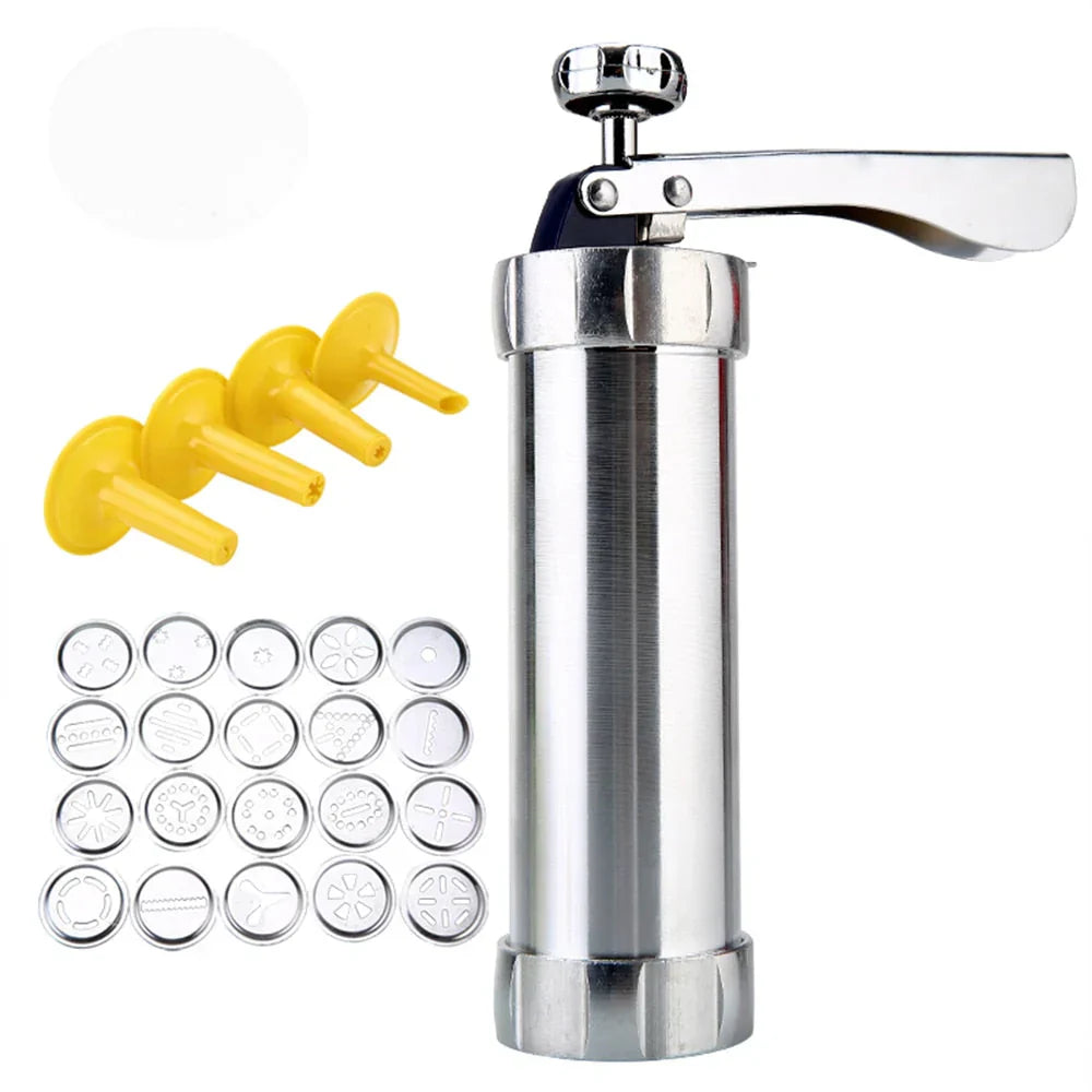 Kekspress i rostfritt stål med tillbehör för kreativa kakor och bakverk Carvallo