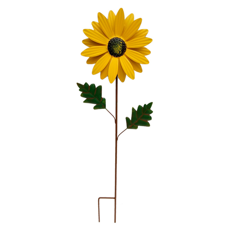 Dekorativ solros av metall för trädgård – Färgade blompinne för utomhus och landskap Carvallo
